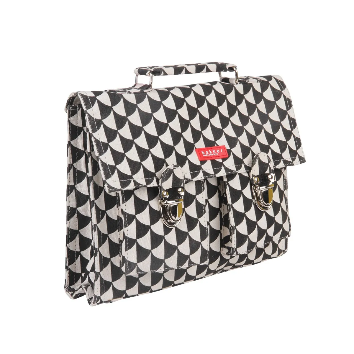 Bakker - Cartable à bretelles motif noir et blanc