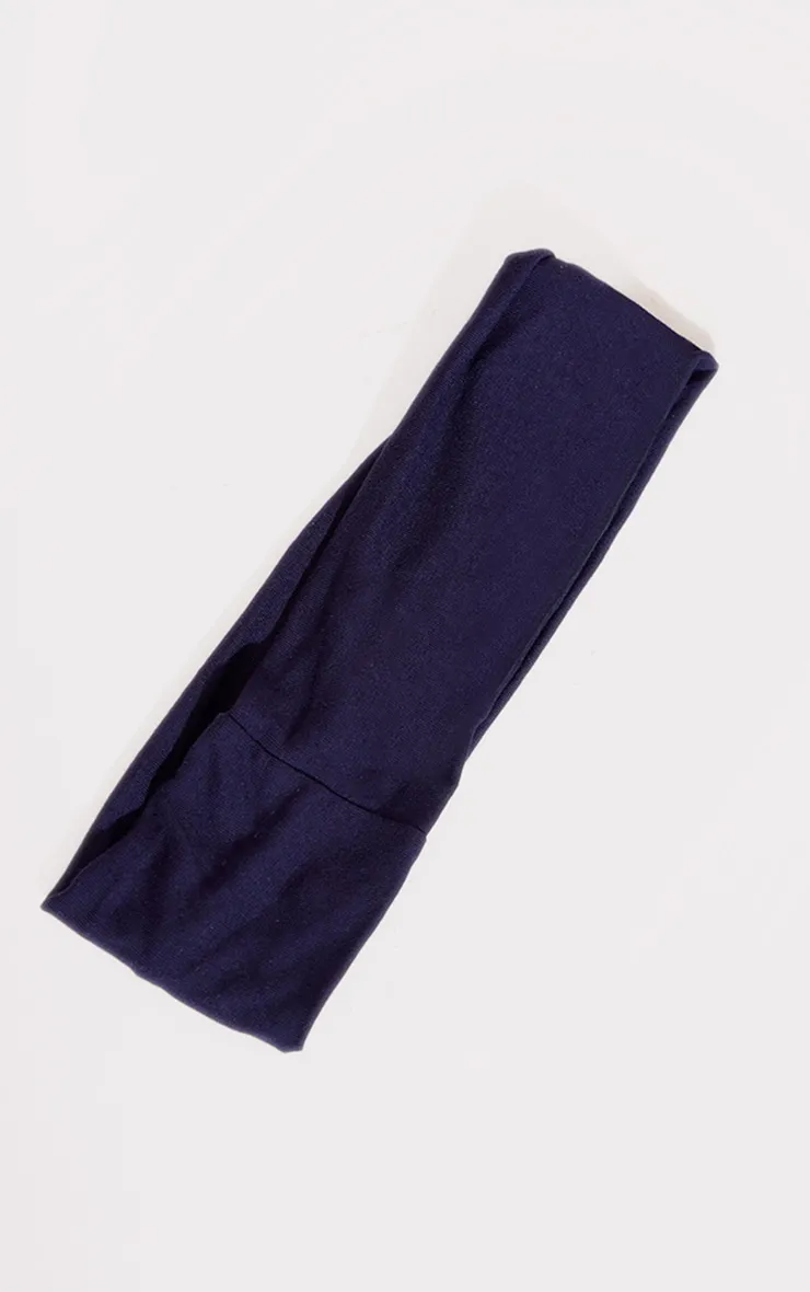 Bandeau large bleu marine en jersey