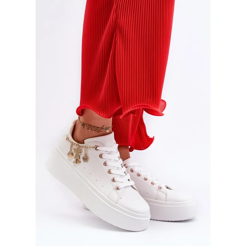 Baskets à plateforme et pendentifs pour femme, blanc Tivissa blanche