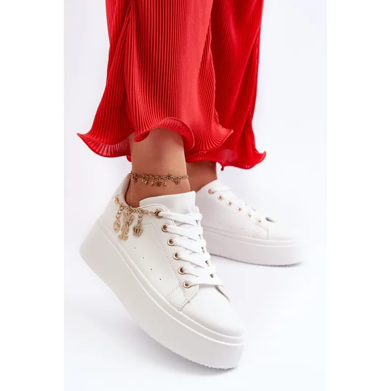 Baskets à plateforme et pendentifs pour femme, blanc Tivissa blanche