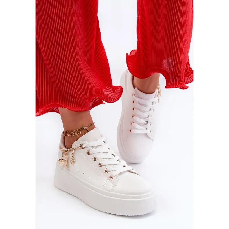 Baskets à plateforme et pendentifs pour femme, blanc Tivissa blanche