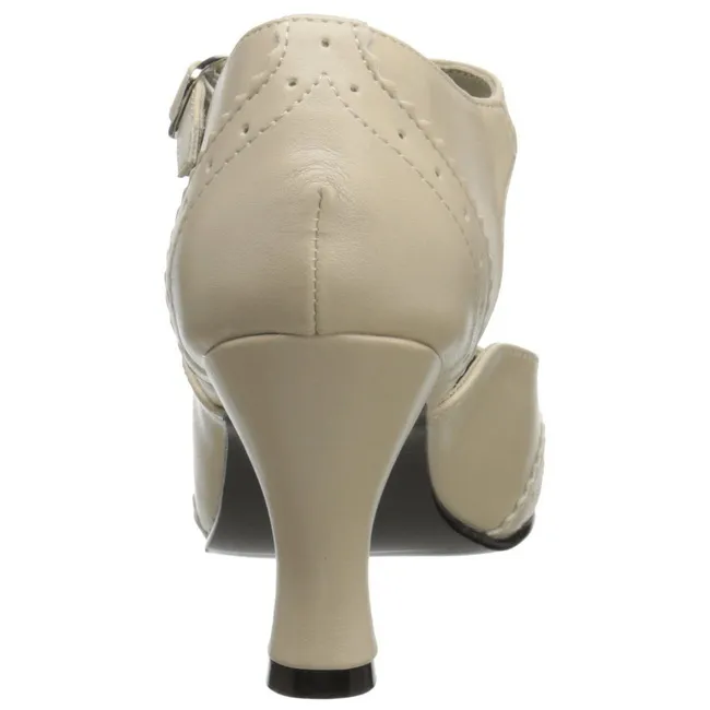 Beige Mat 7,5 cm retro vintage FLAPPER-26 escarpins à talons hauts