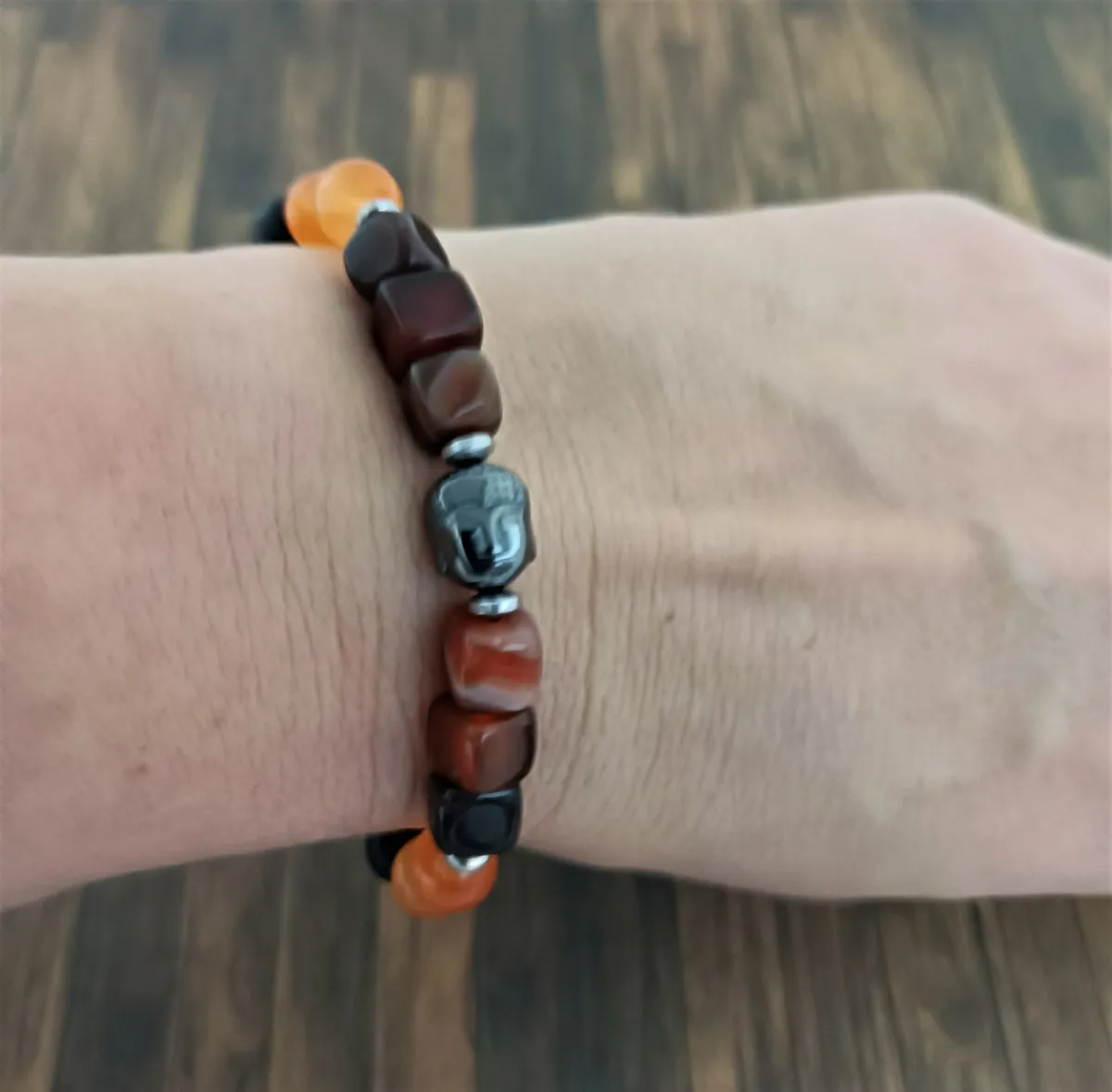 Bracelet bouddha agate/hématite