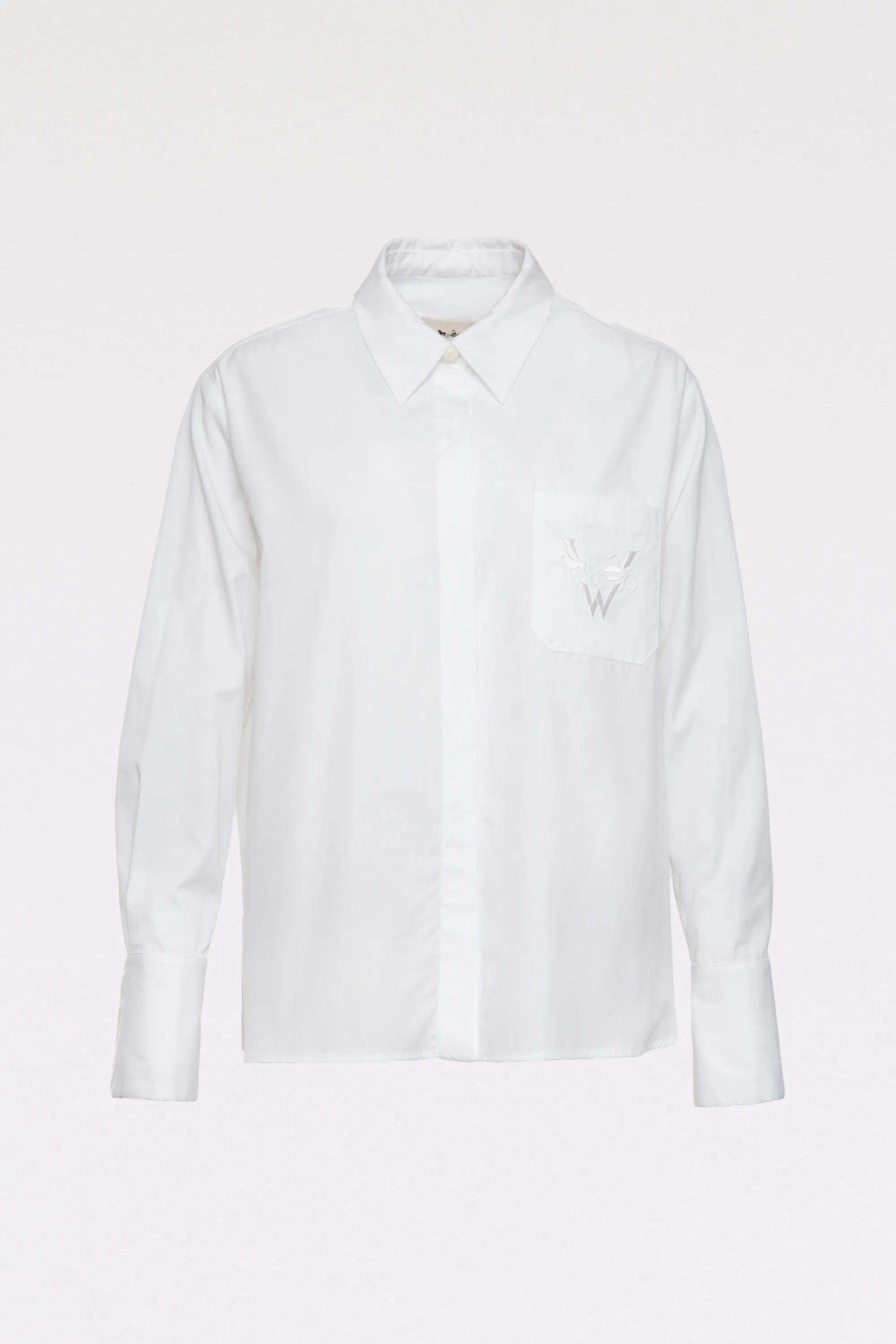 Chemise brodée en popeline blanche