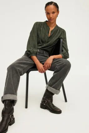 Chemise col rond à carreaux et lurex - BAHIR