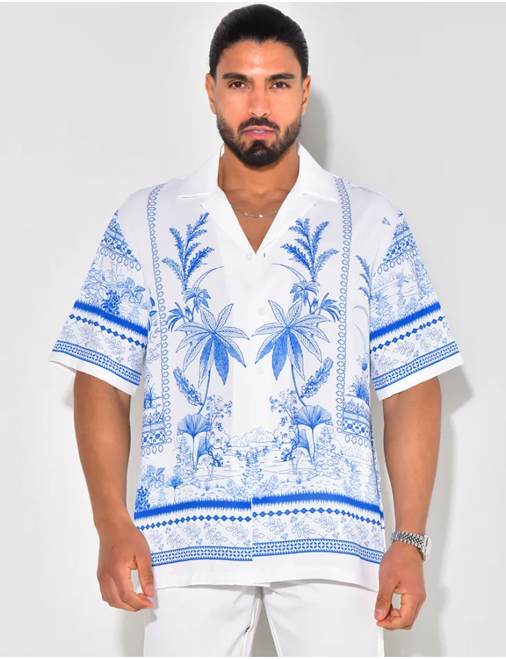 Chemise manches courtes à motifs palmiers / 61021 - JEANS INDUSTRY
