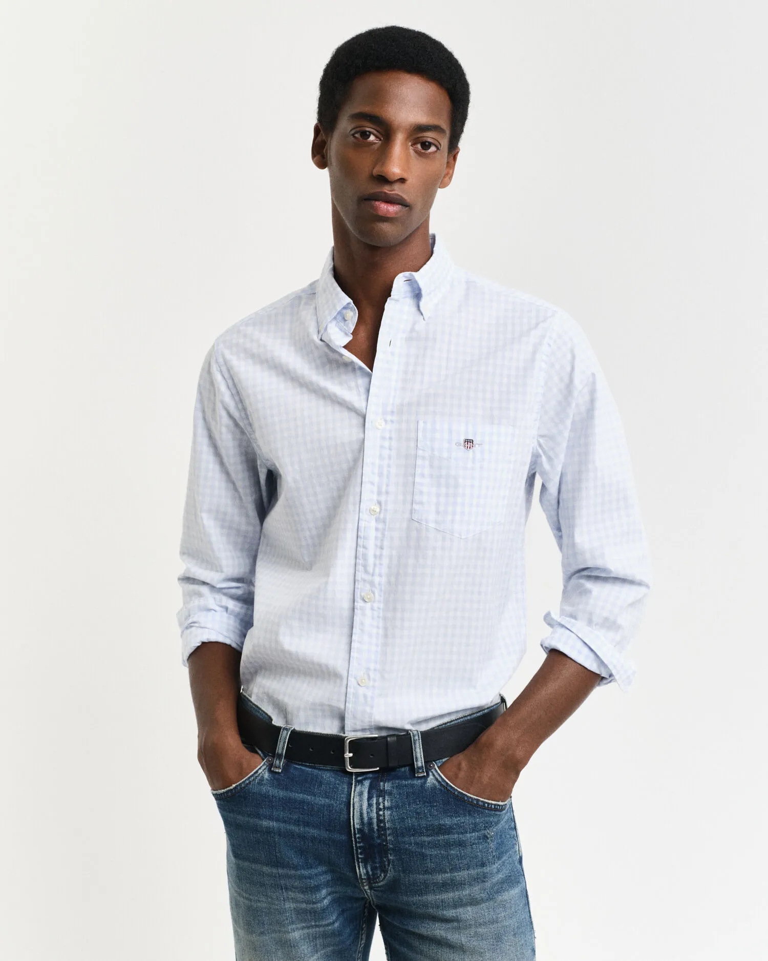Chemise regular fit en popeline à carreaux vichy classique
