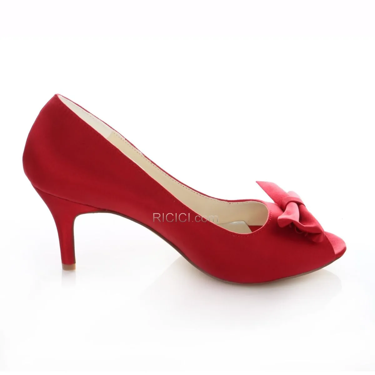 D'été Pumps Demoiselle D'honneur Mariée Talons Bout Ouvert Noeud Chaussure Rouge 8 cm / 3 inch Talon Haut Aiguilles