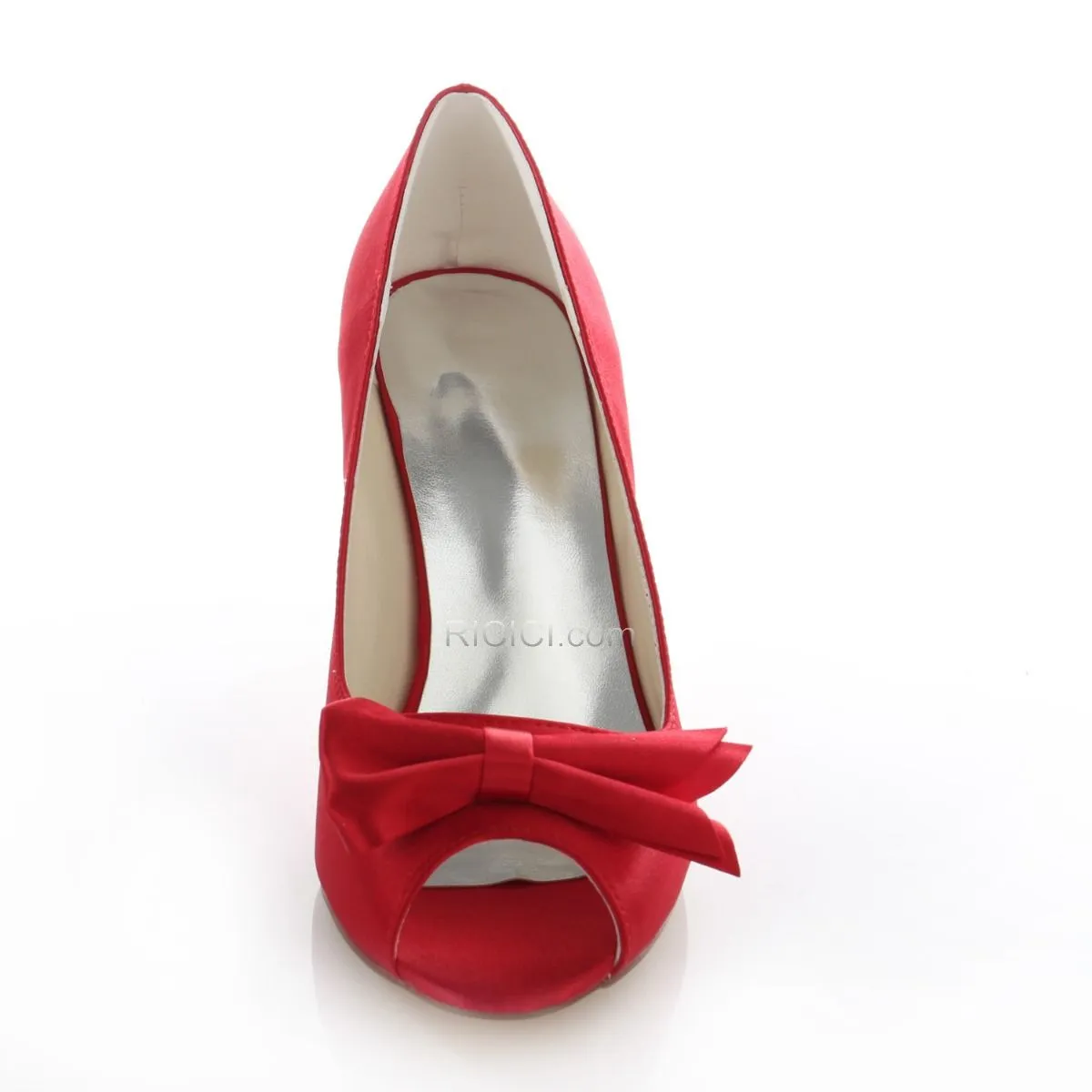 D'été Pumps Demoiselle D'honneur Mariée Talons Bout Ouvert Noeud Chaussure Rouge 8 cm / 3 inch Talon Haut Aiguilles