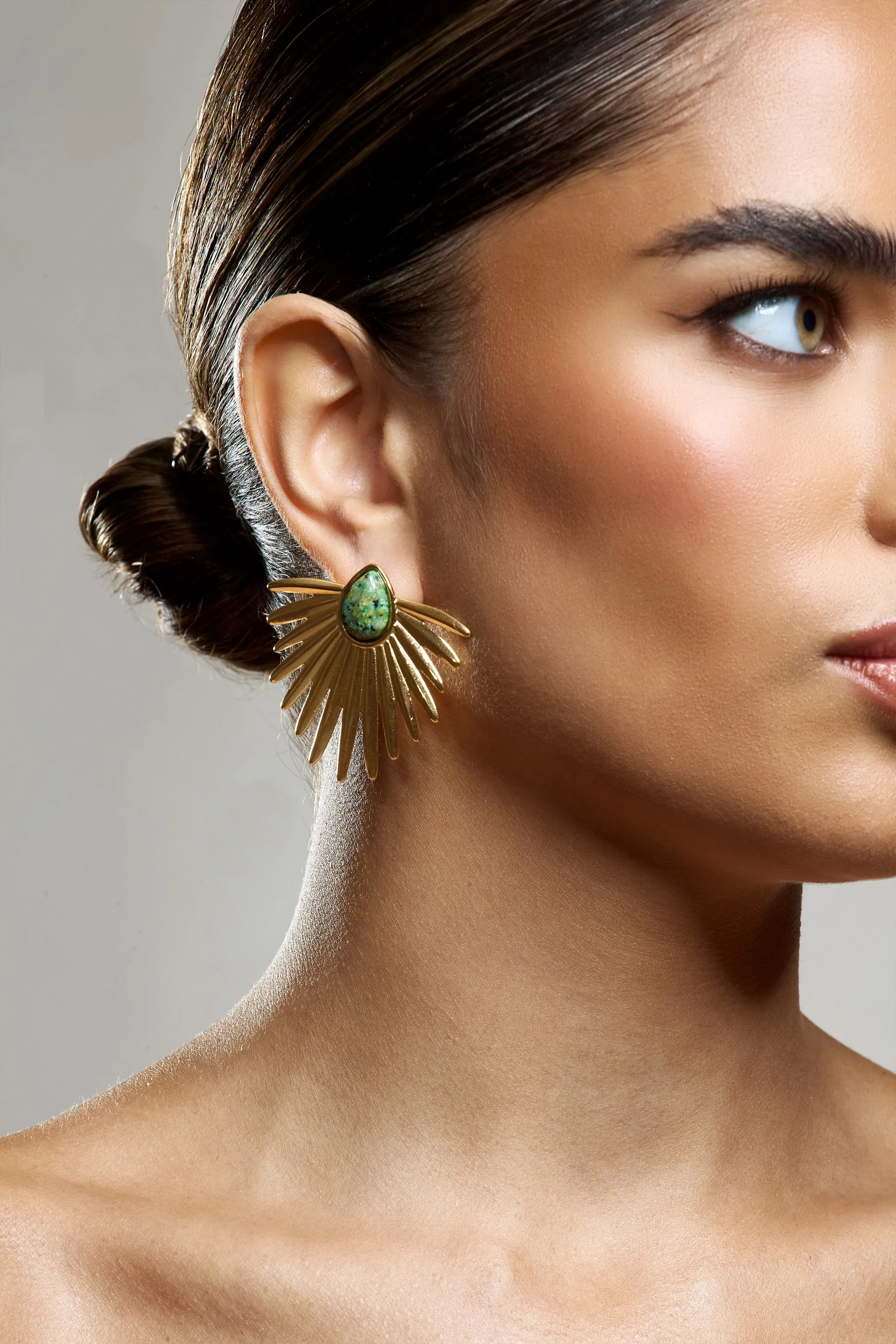 Emira | Boucles d'oreilles dorées avec goutte d'eau en marbre