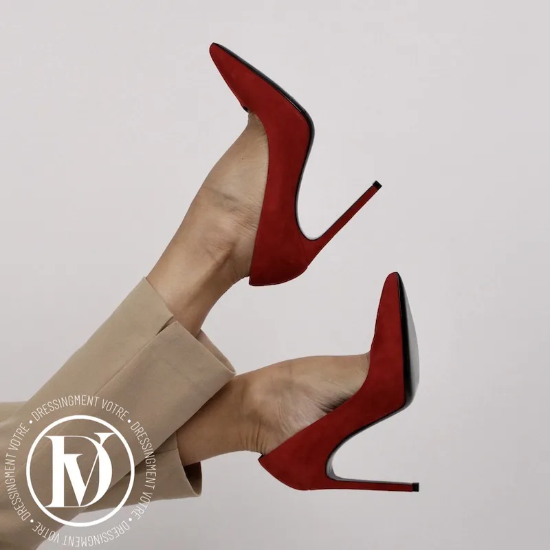 Escarpins Anja en daim rouge p.38 – Saint Laurent