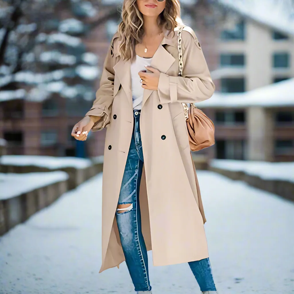Femme - Trench-coat élégant - Tissu de qualité - Chic intemporel avec 