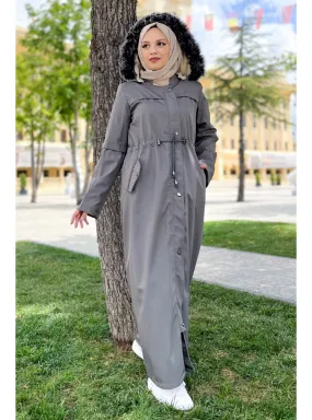 Gray - Fully Lined - Plus Size Coat