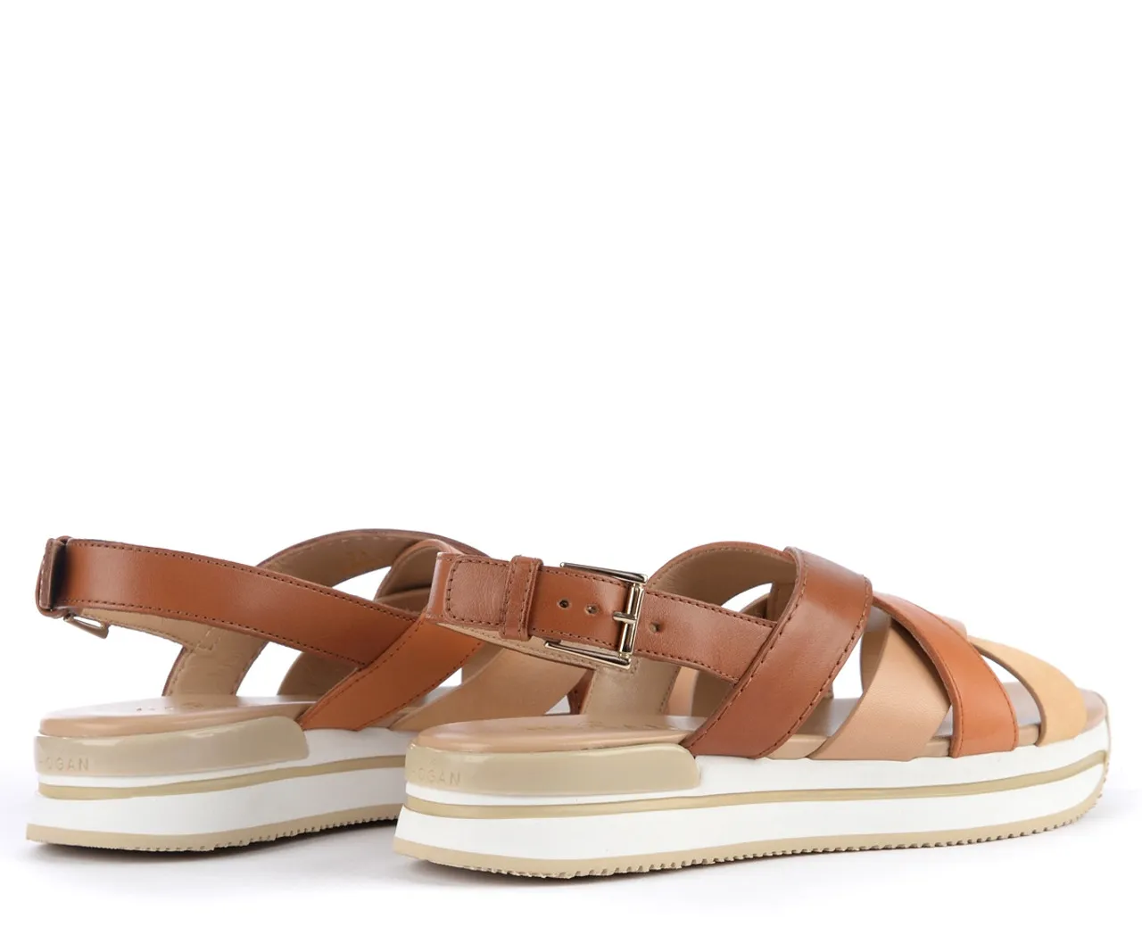 Hogan Sandale H257 avec brides croisées beiges