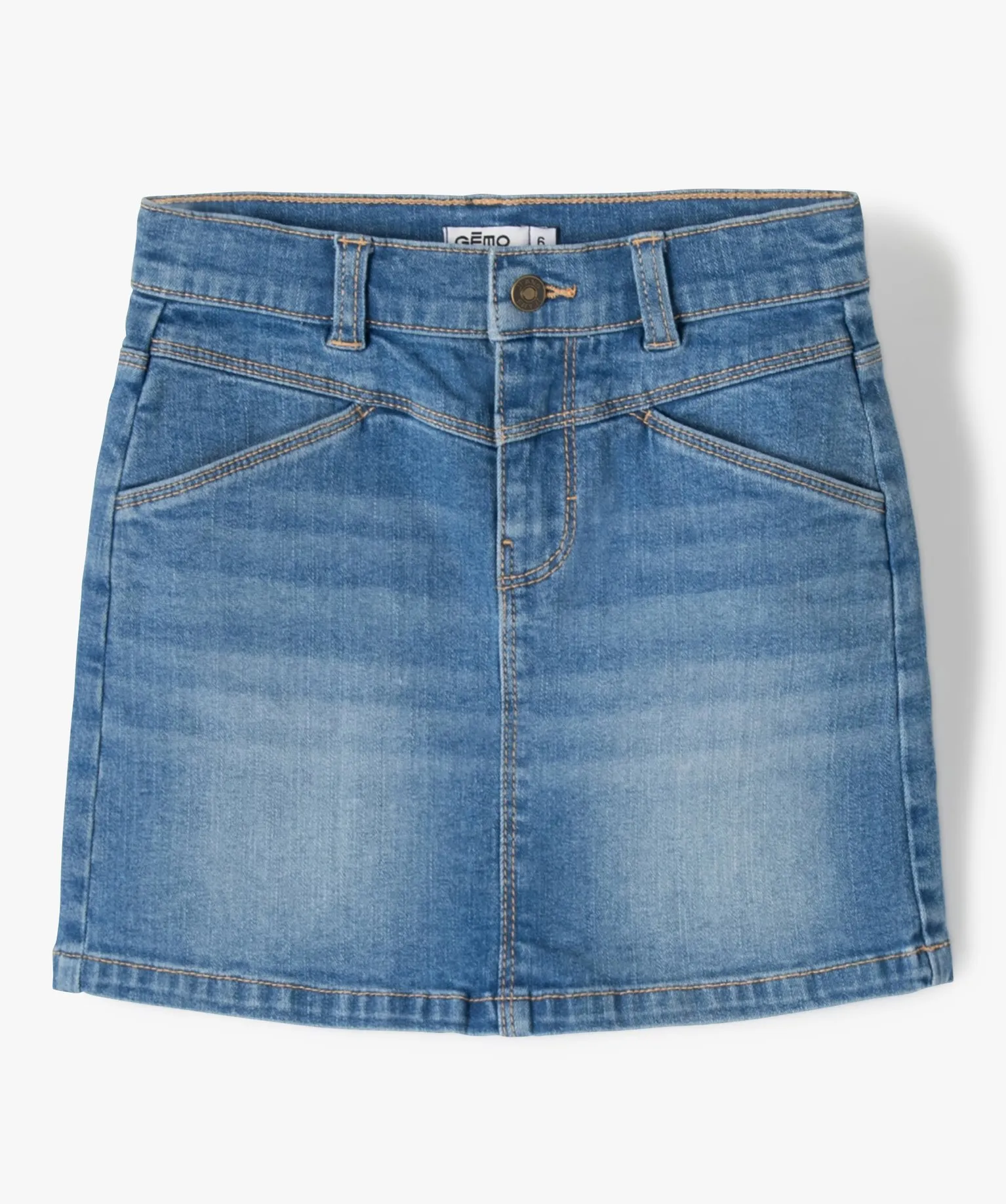 jupe en jean fille avec jeu de surpiqures gris robes et jupes