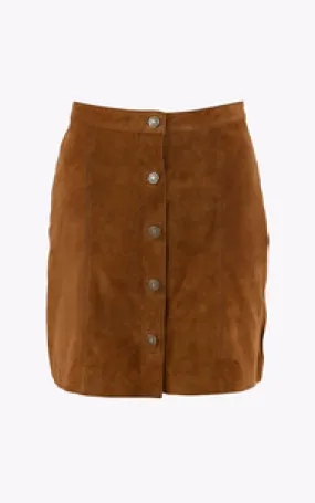 Jupe trapèze velours tabac La Canadienne - La Canadienne - Robes / jupes Nubuck et Daim Tabac