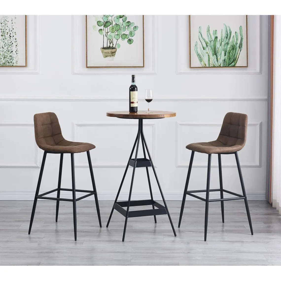 Lot de 2 Tabourets de Bar Metal Simili Scandinave | 3 Suisses