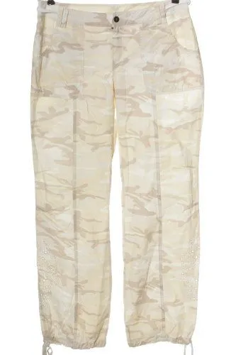oui Moments Pantalon en jersey blanc cassé-crème motif de camouflage