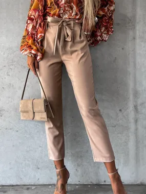 Pantalon En PU Femme Avec Ceinture