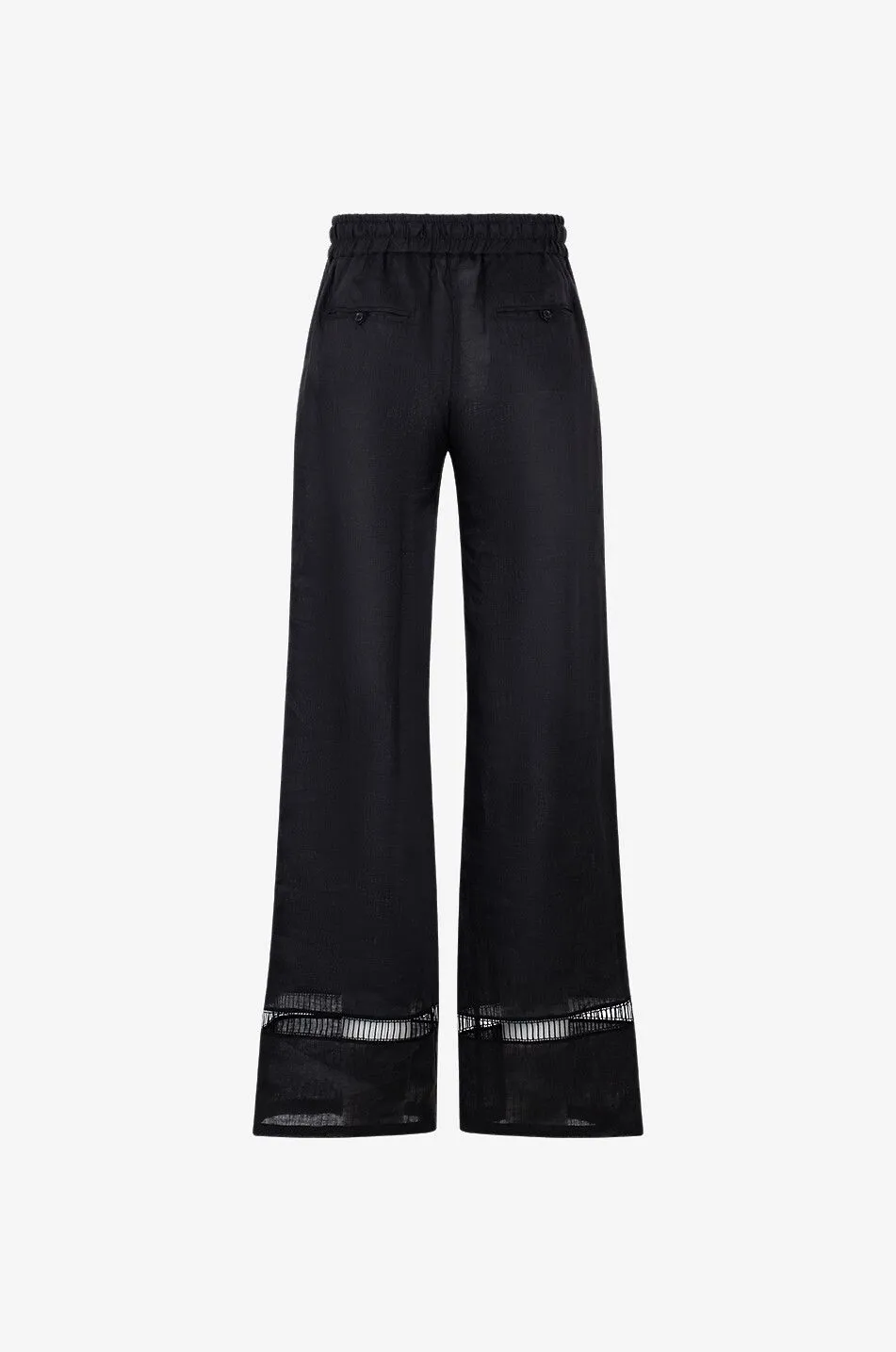 Pantalon large en lin à détails ajourés