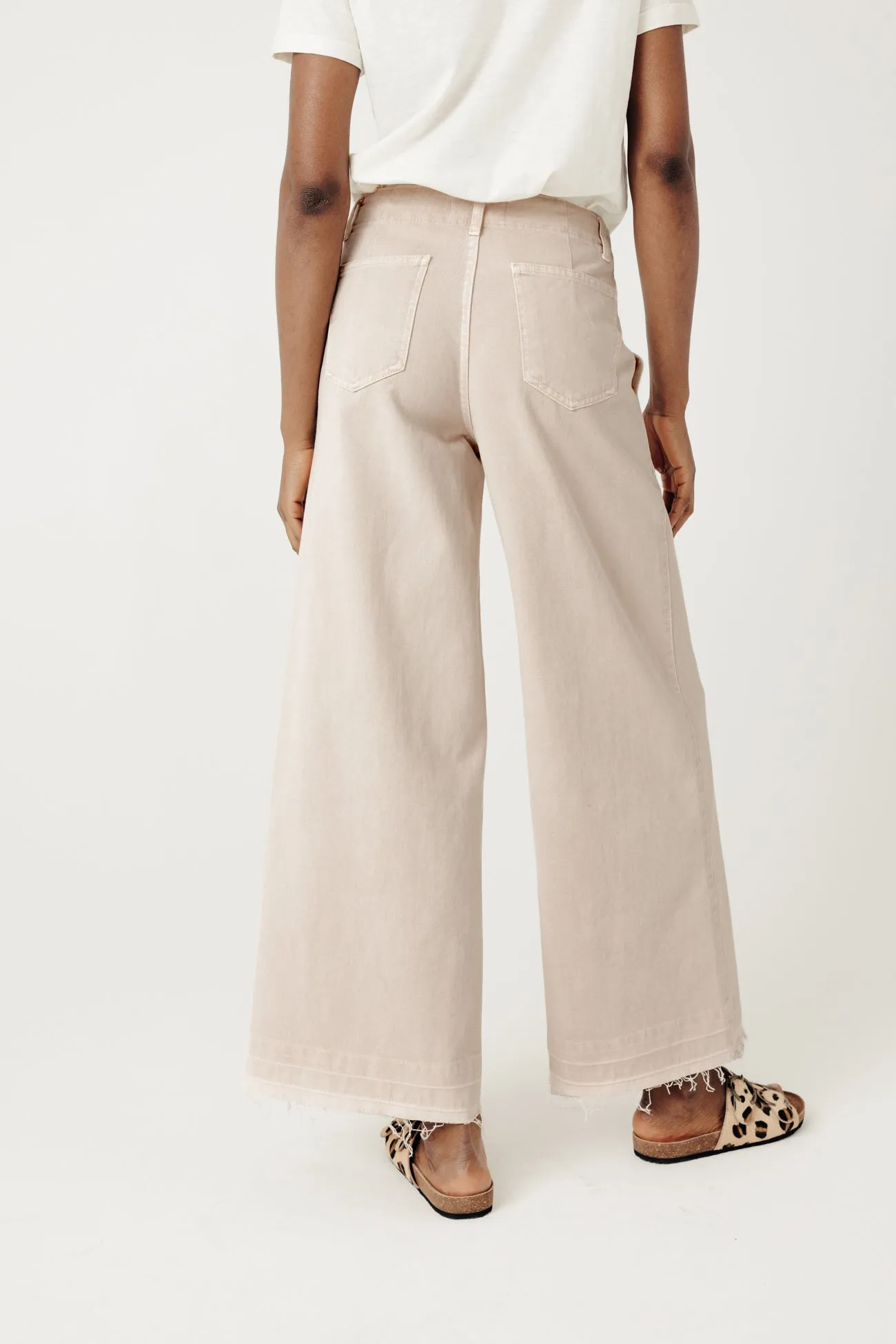 Pantalon large en toile Femme - Ecru
