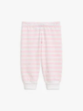 pantalon Turbo en jersey de coton rayé rose et blanc
