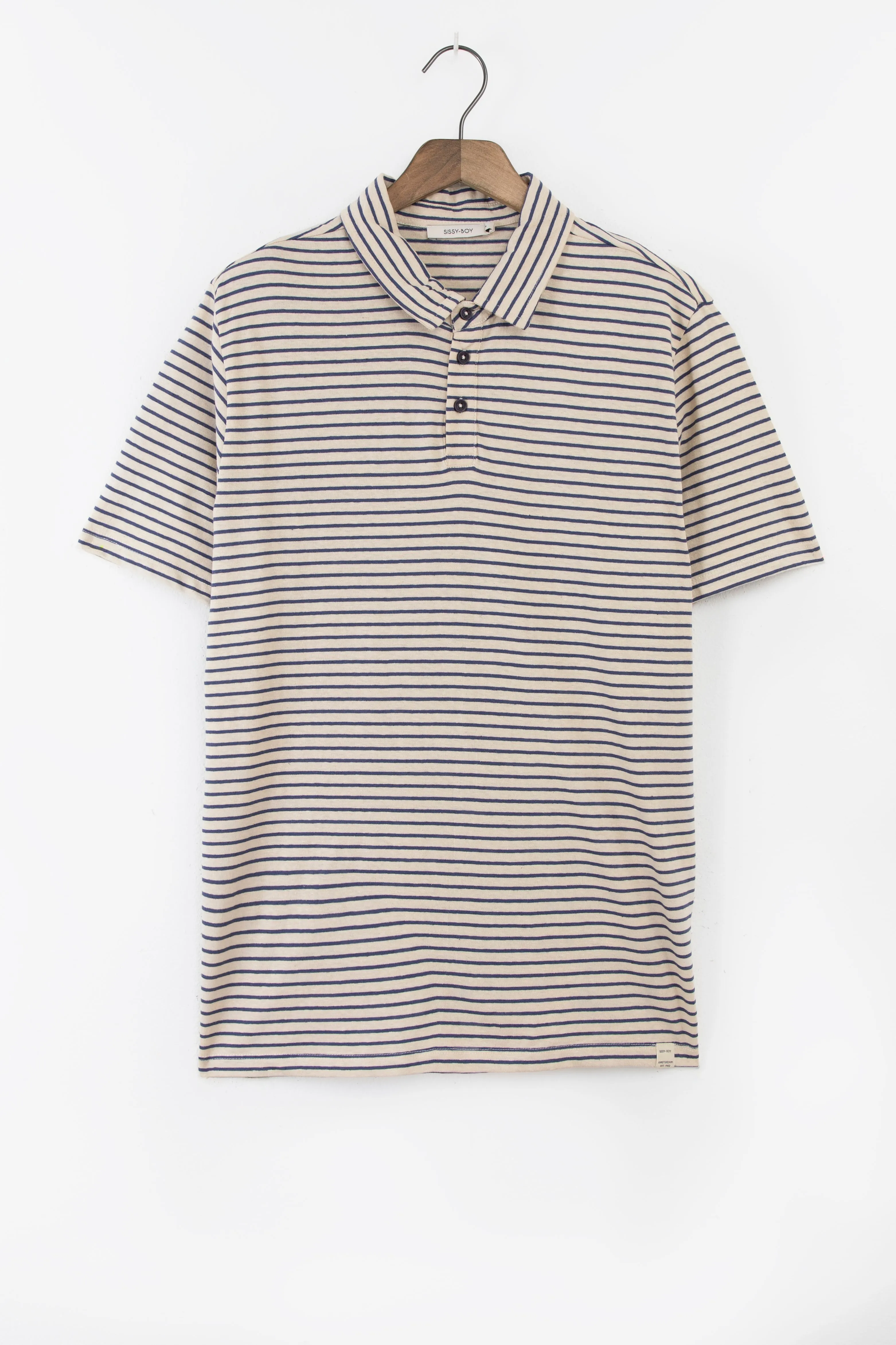 Polo en jersey avec rayures - blanc cassé