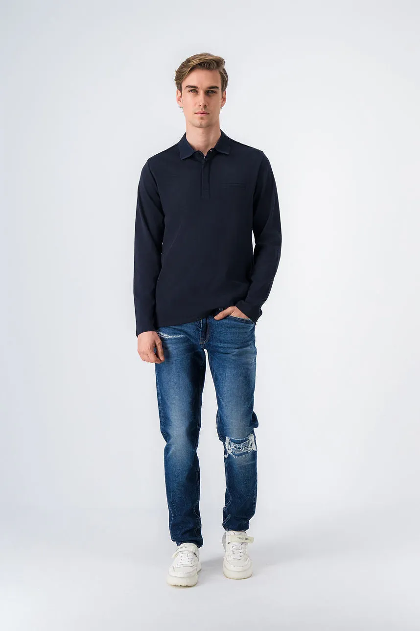 Polo jersey JAPSON ML DARK NAVY