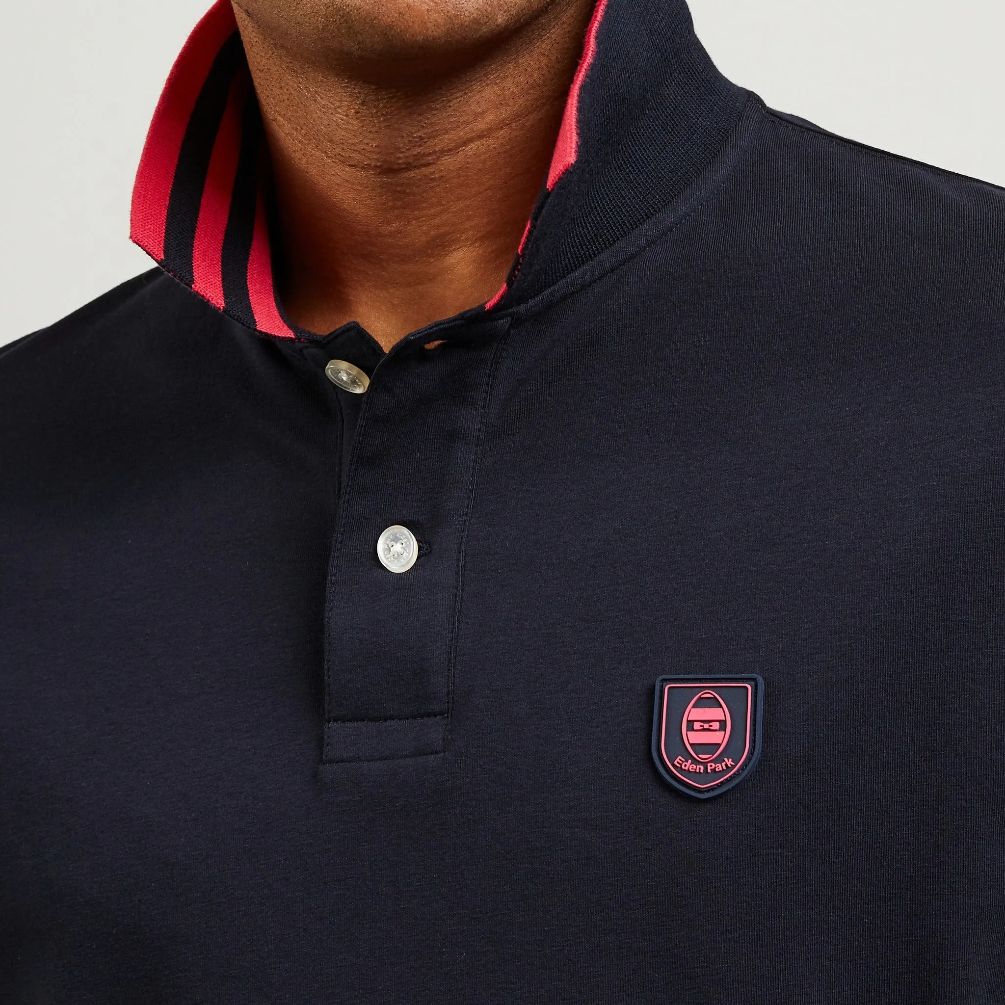 Polo manches courtes bleu marine en jersey