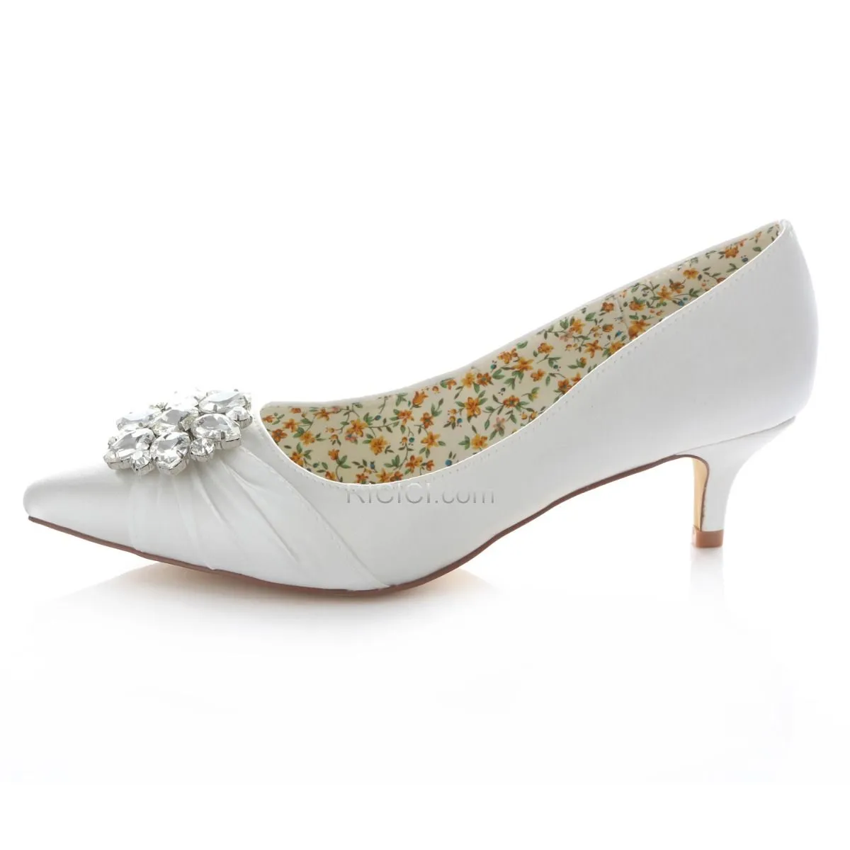 Printemps D'automne Satin 5 cm / 2 inch Blanche Talons Aiguilles Chaussure Mariée Demoiselle D'honneur Escarpins Talon