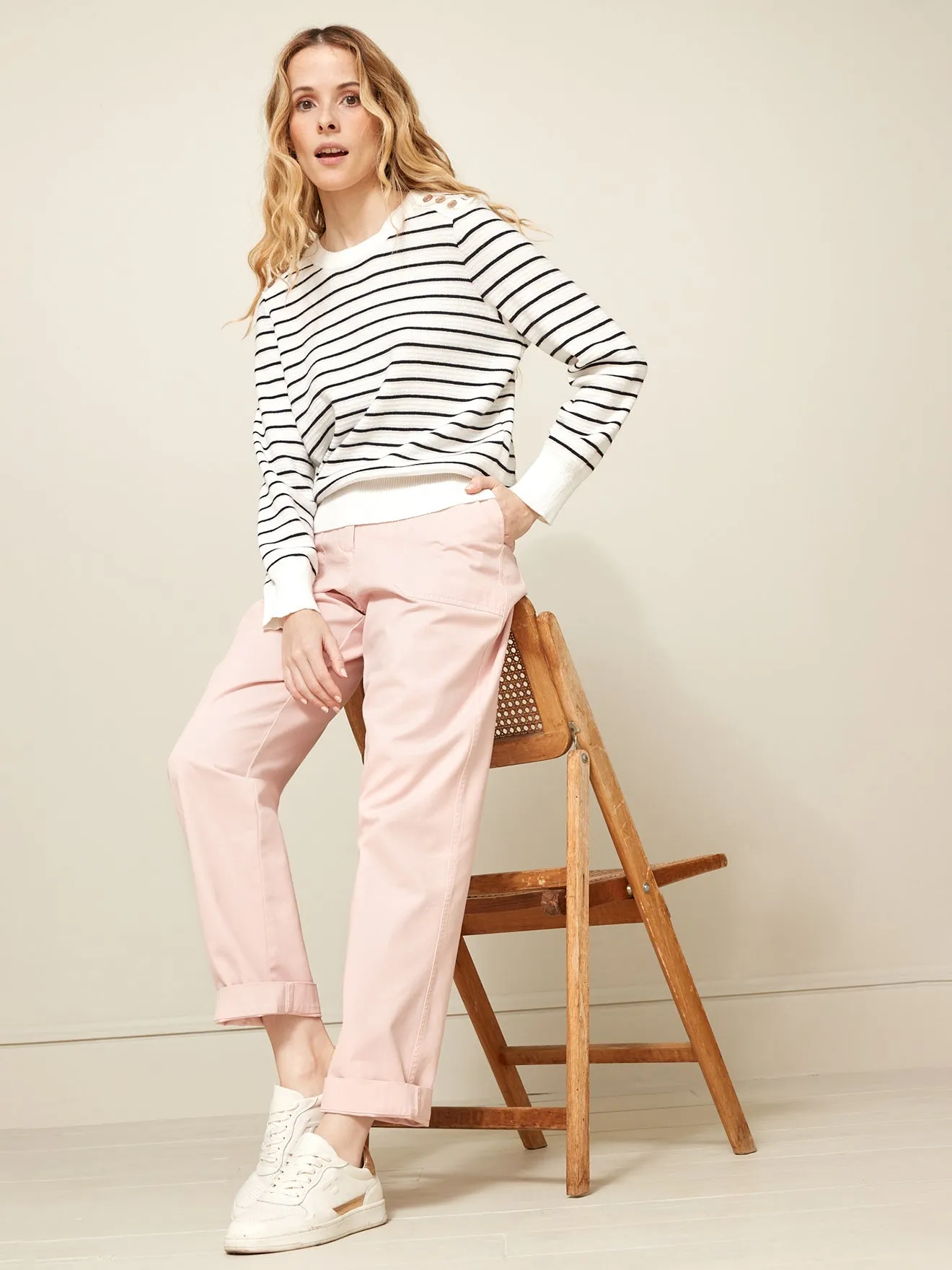 Pull marin femme - coton biologique et cachemire