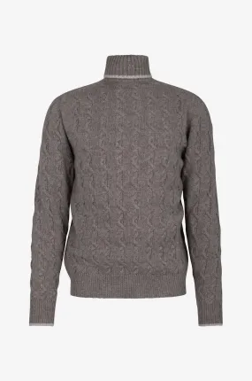 Pull torsadé à col roulé en cachemire