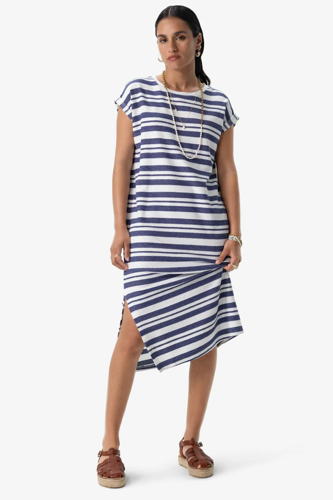 Robe en jersey avec rayures - bleu
