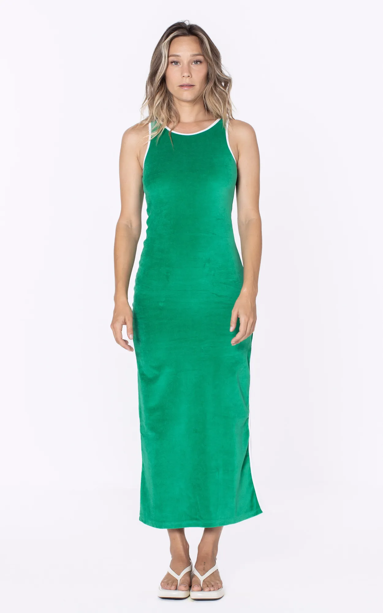 Robe longue éponge vert Marguerite à la plage - La Canadienne - Robes / jupes Textile Vert