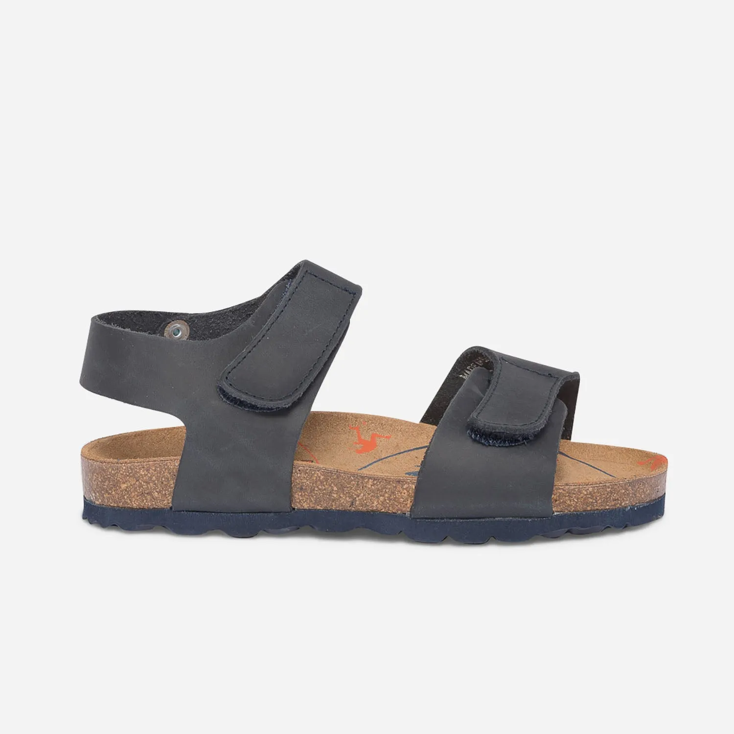 Sandale anatomique marine en cuir à scratchs - Sandales Enfant | ERAM