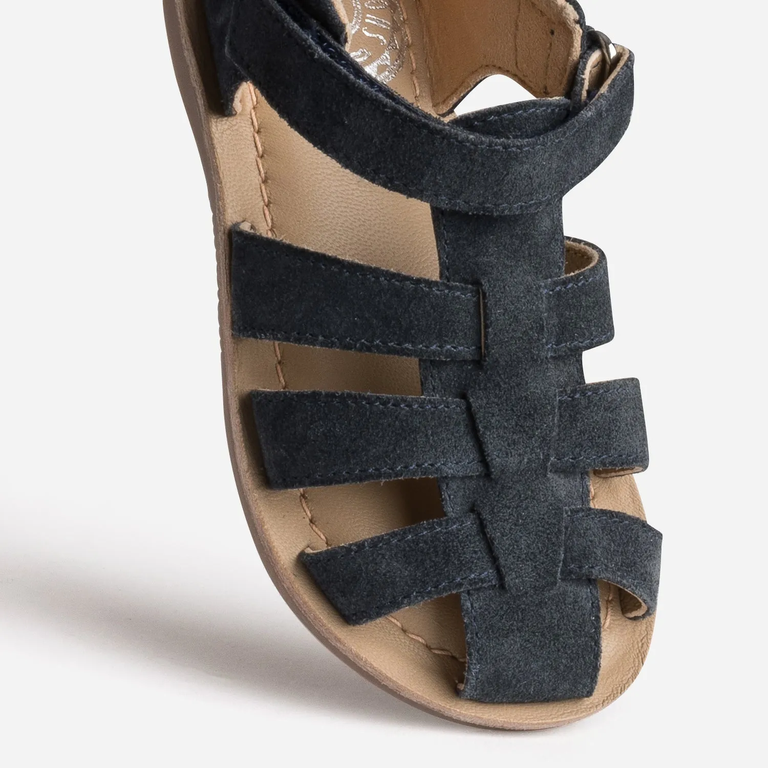 Sandale BUGGY marine cuir velours - Sandales Enfant | ERAM