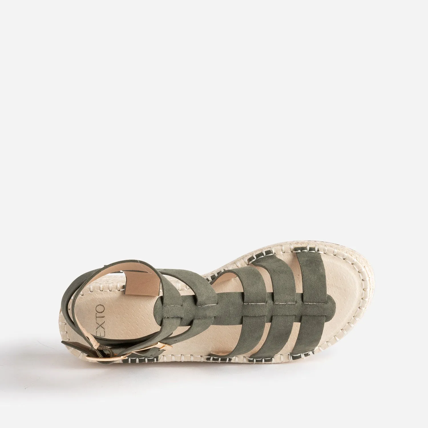 Sandale-spartiate TEXTO kaki  - Sandales Femme | ERAM