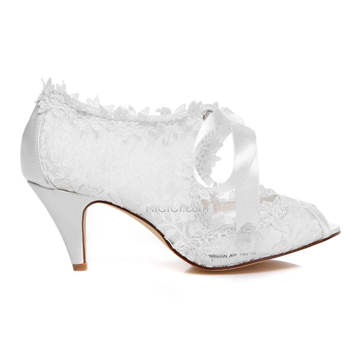 Sandale Élégant Talons Aiguilles Bout Ouvert Chaussure Mariée Chaussure Demoiselle D honneur Ajourée Blanche Bride Cheville Talo