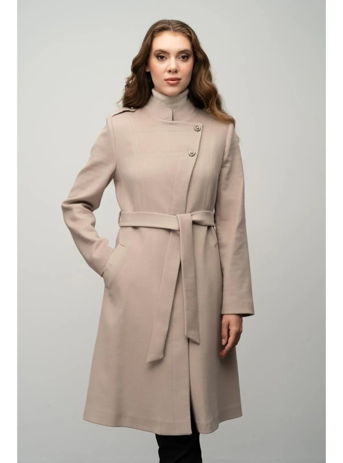 Stone Color - Crew neck - Coat