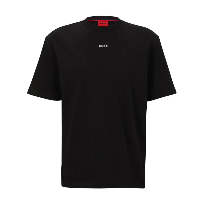 T-SHIRT NOIR RELAXED FIT EN JERSEY DE COTON À LOGO IMPRIMÉ DAPOLINO HUGO