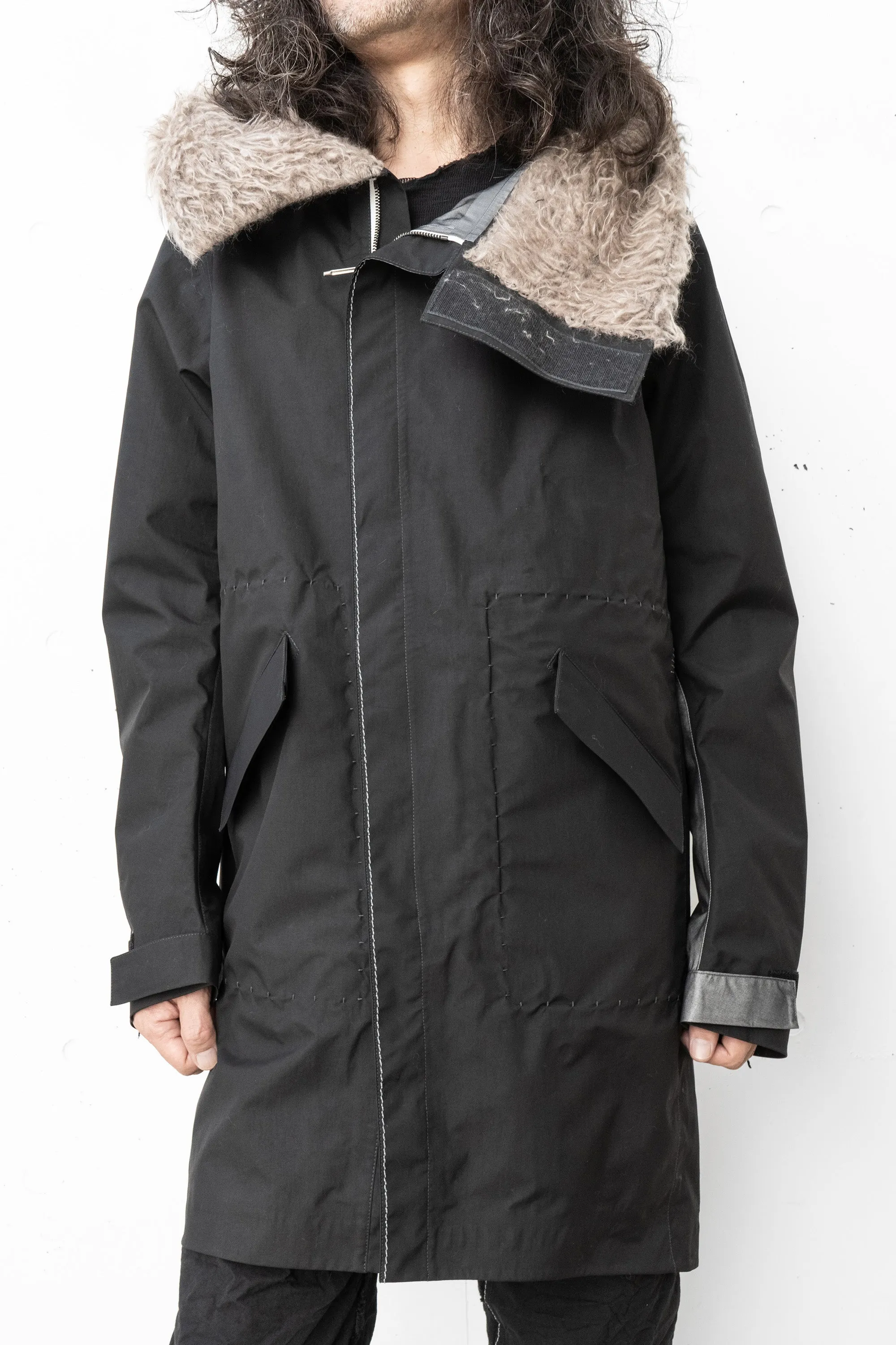 taichimurakami/MOD'S COAT OVERSIDED W/Z CA FUR ORIGAMI SLEEVE