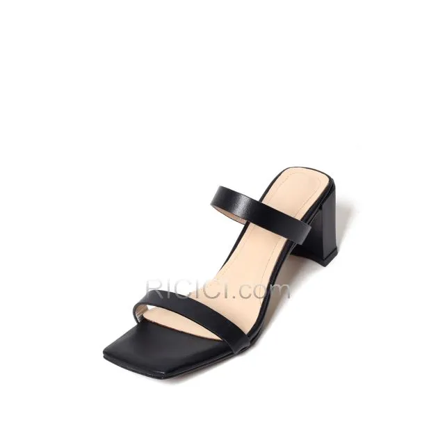 Talons Carrés 6 cm A Bride Nu Pied Noir 2018