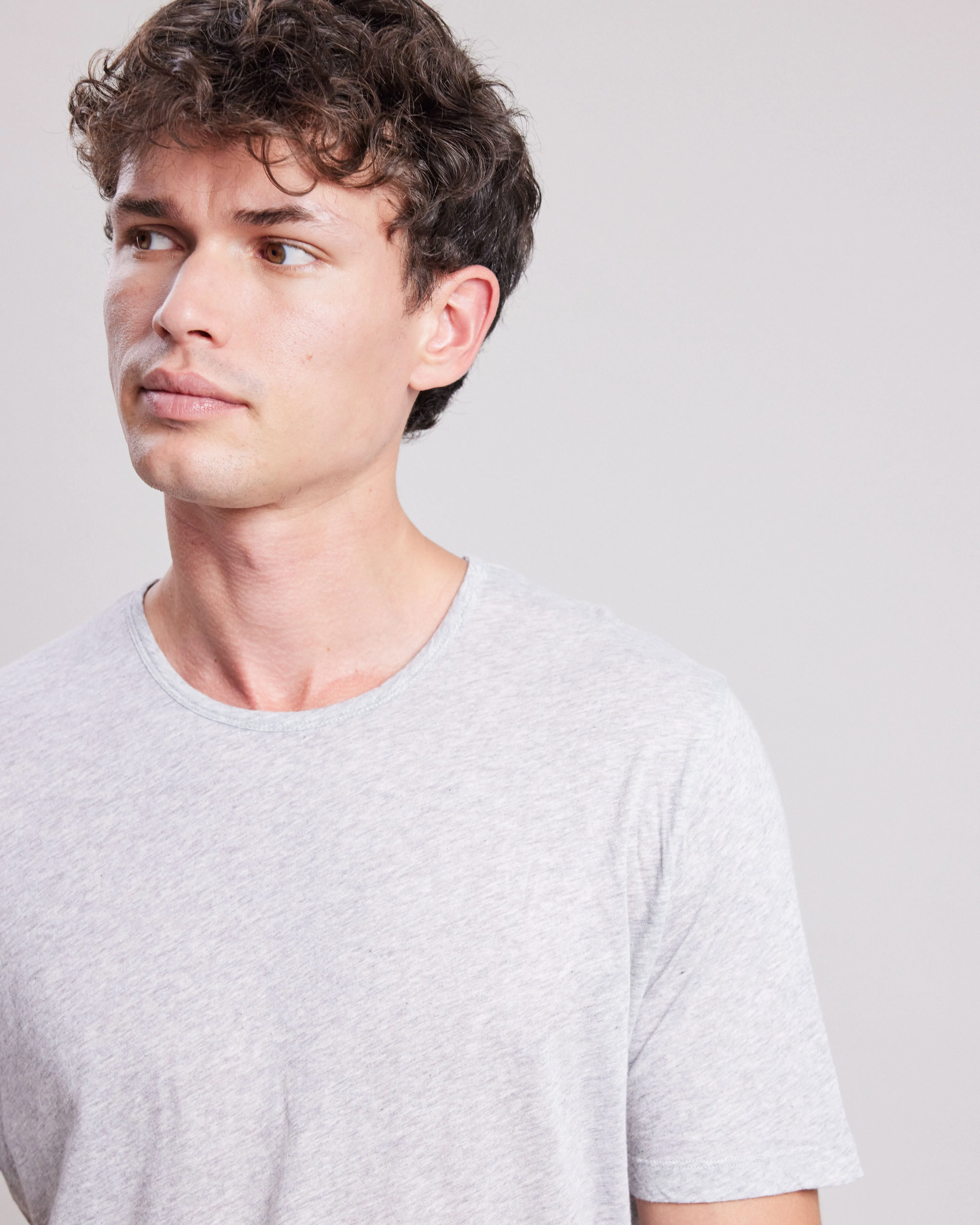 Tee shirt Homme en jersey de coton léger Gris Chiné Light Crew