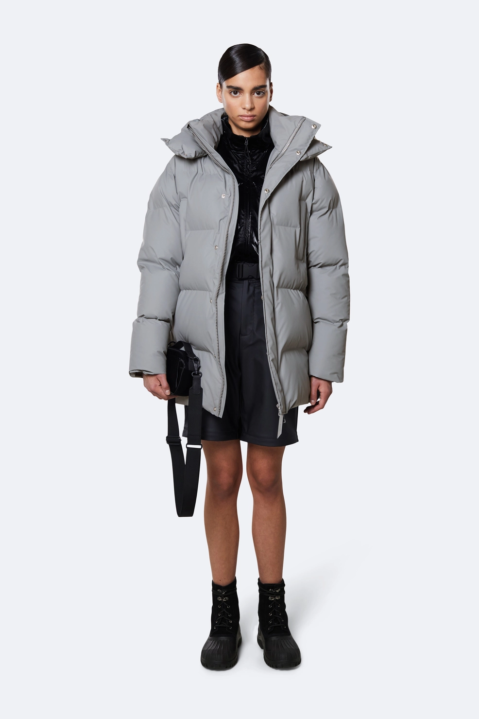 Veste RAINS Hooded Puffer Coat Rock