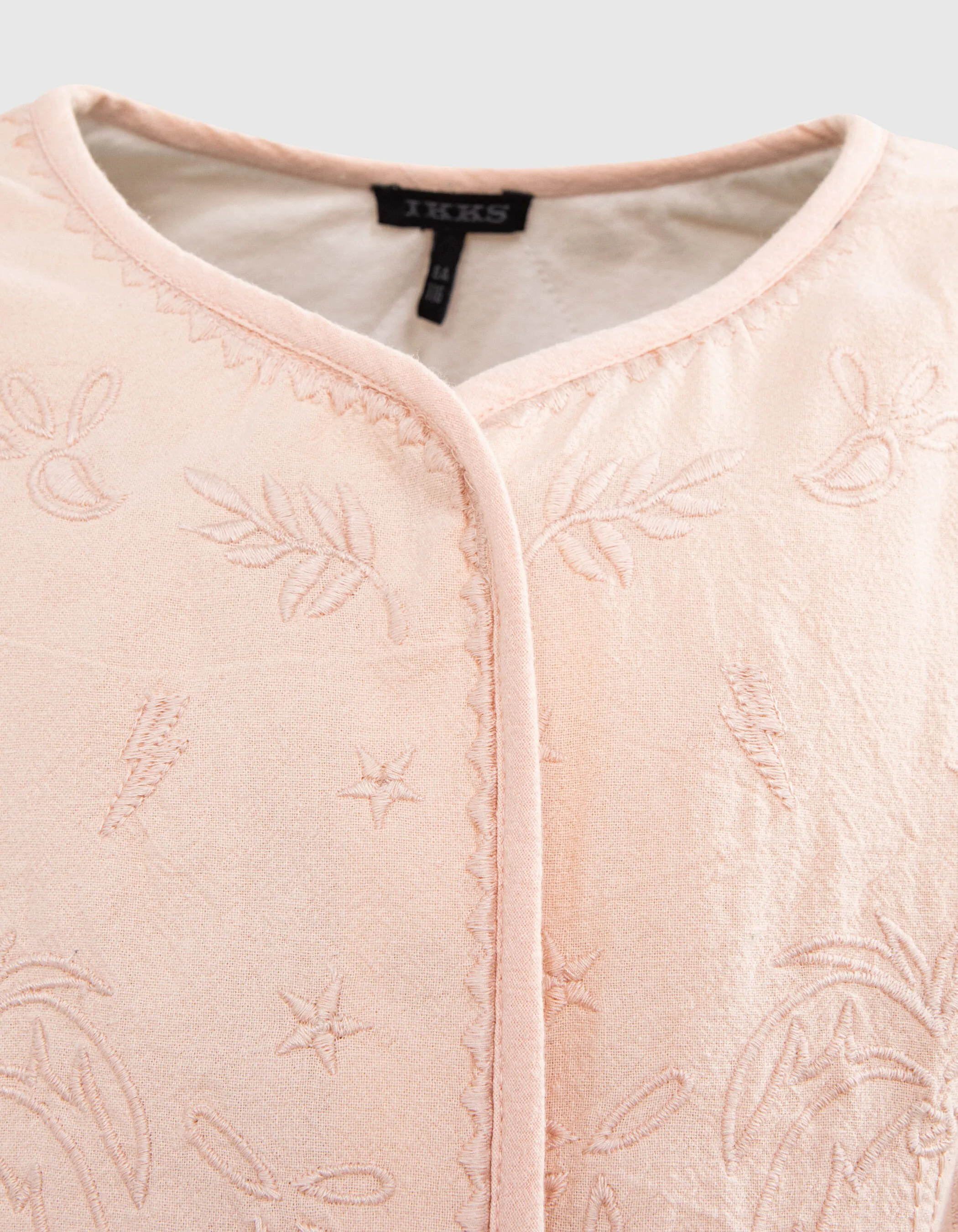 Veste rose poudré broderies bohèmes fille