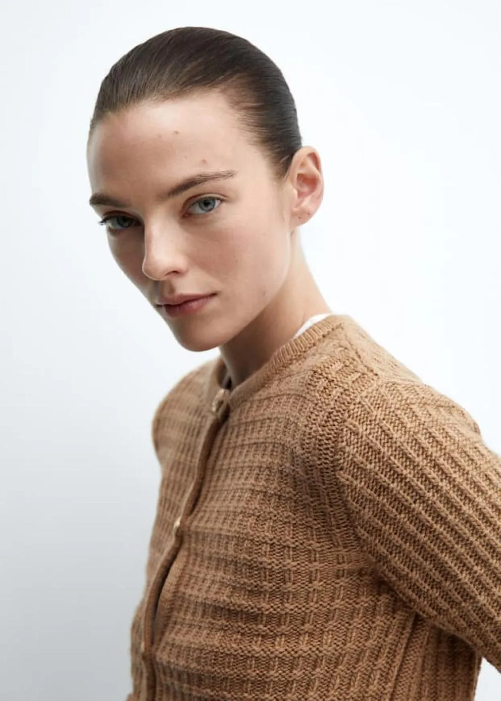 Vestes Et Blazers | Femme MANGO Cardigan Maille Boutons Marron Moyen