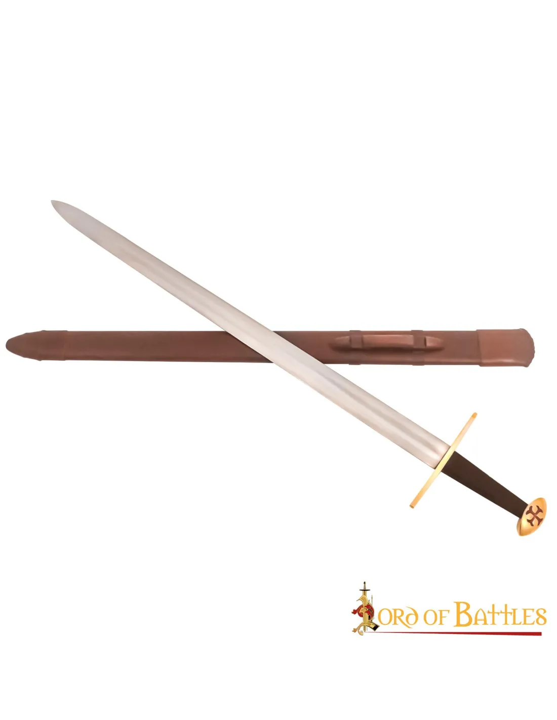 Épée fonctionnelle templière à une main avec pommeau en noyer ⚔️ Boutique Épées