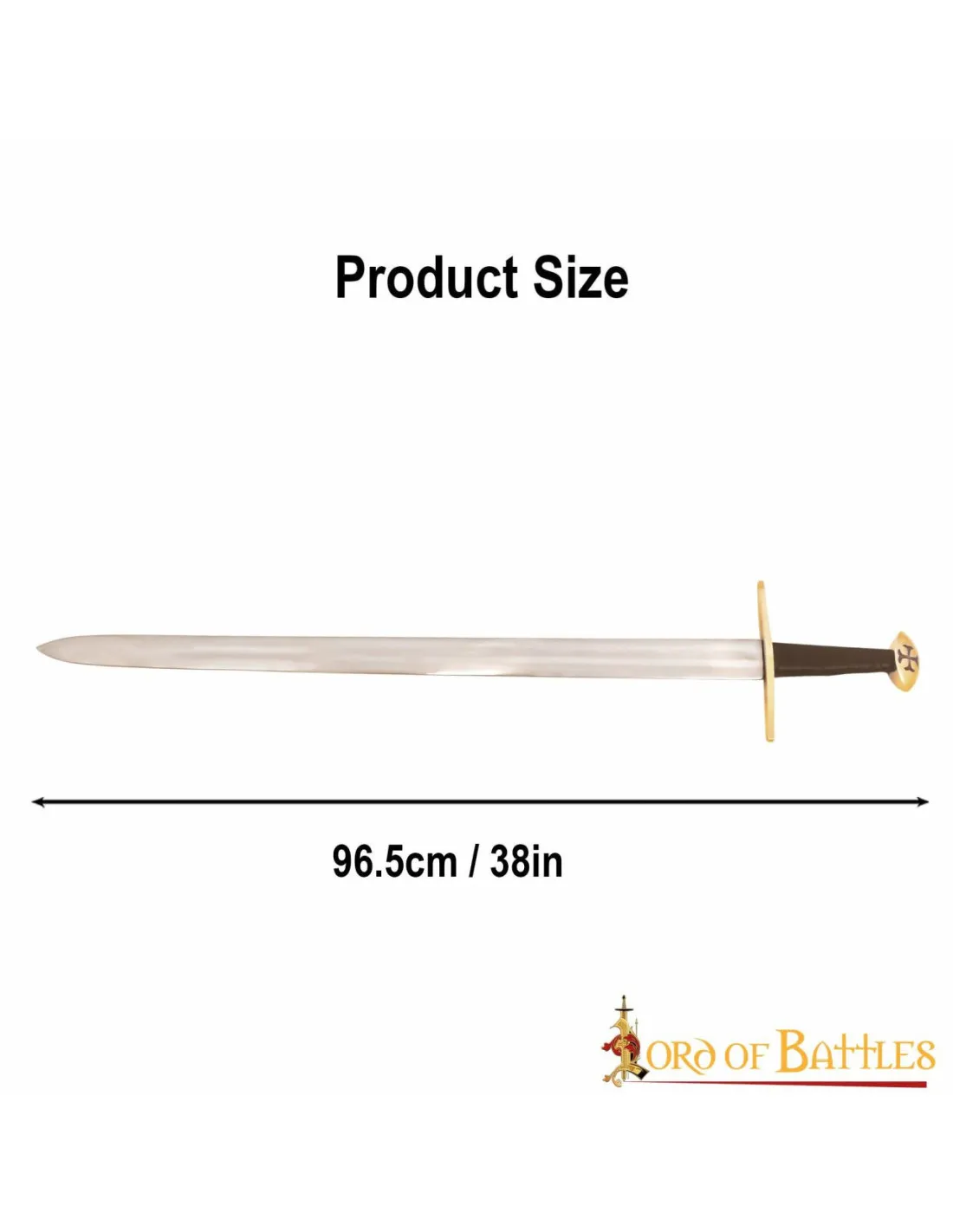 Épée fonctionnelle templière à une main avec pommeau en noyer ⚔️ Boutique Épées